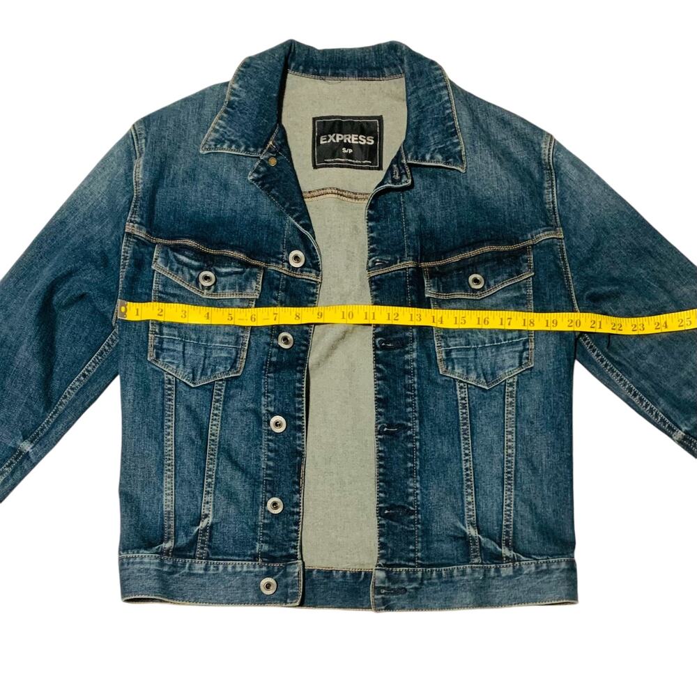 EXPRESS Jean Jacket Size S Blue Boho CottageCore Classic Casual Western - Picture 3 of 7